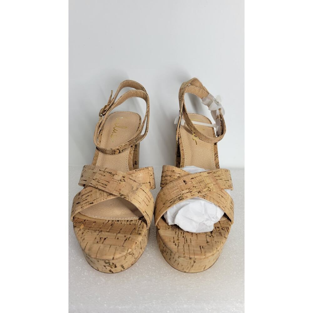 Lulus Selah Cork Ankle Strap Heels Size 7.5 - Picture 9 of 11